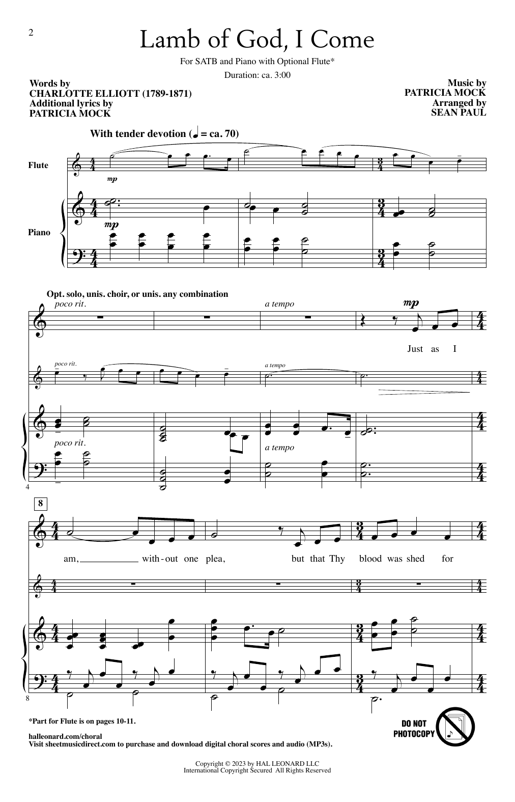 Patricia Mock Lamb of God, I Come (arr. Sean Paul) Sheet Music Notes & Chords for SATB Choir - Download or Print PDF
