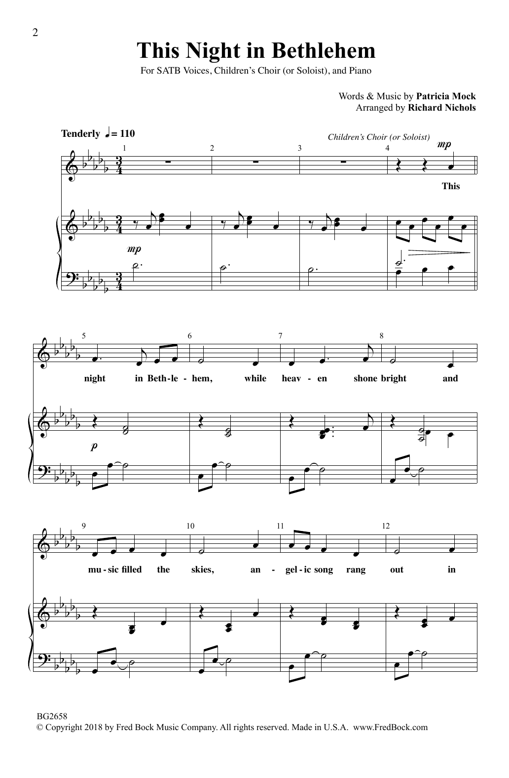 Patricia Mock This Night In Bethlehem (arr. Richard Nichols) Sheet Music Notes & Chords for SATB Choir - Download or Print PDF