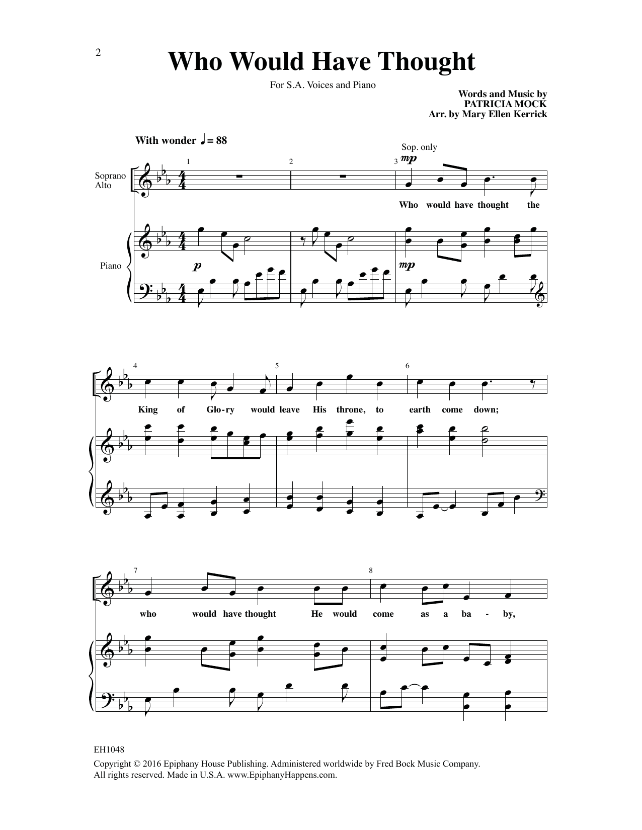 Patricia Mock Who Would Have Thought Sheet Music Notes & Chords for Choral - Download or Print PDF