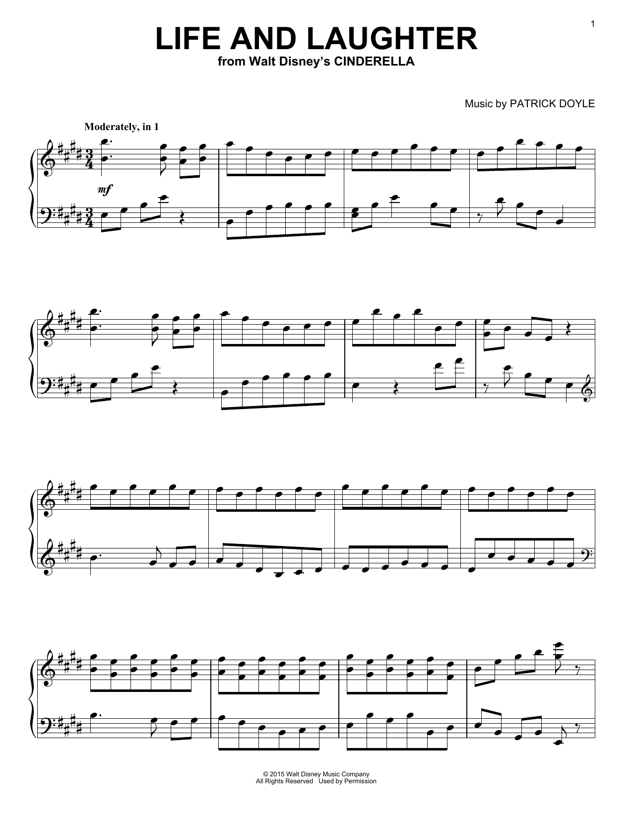Patrick Doyle Life And Laughter Sheet Music Notes & Chords for Piano - Download or Print PDF