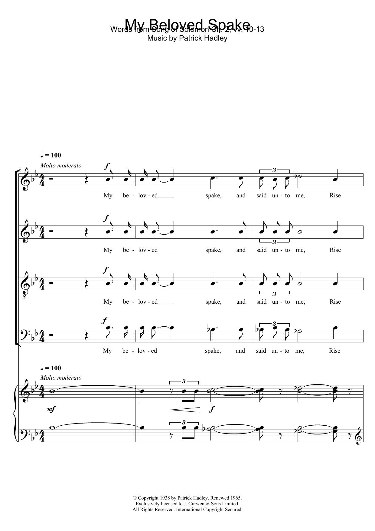 Patrick Hadley My Beloved Spake Sheet Music Notes & Chords for SATB - Download or Print PDF