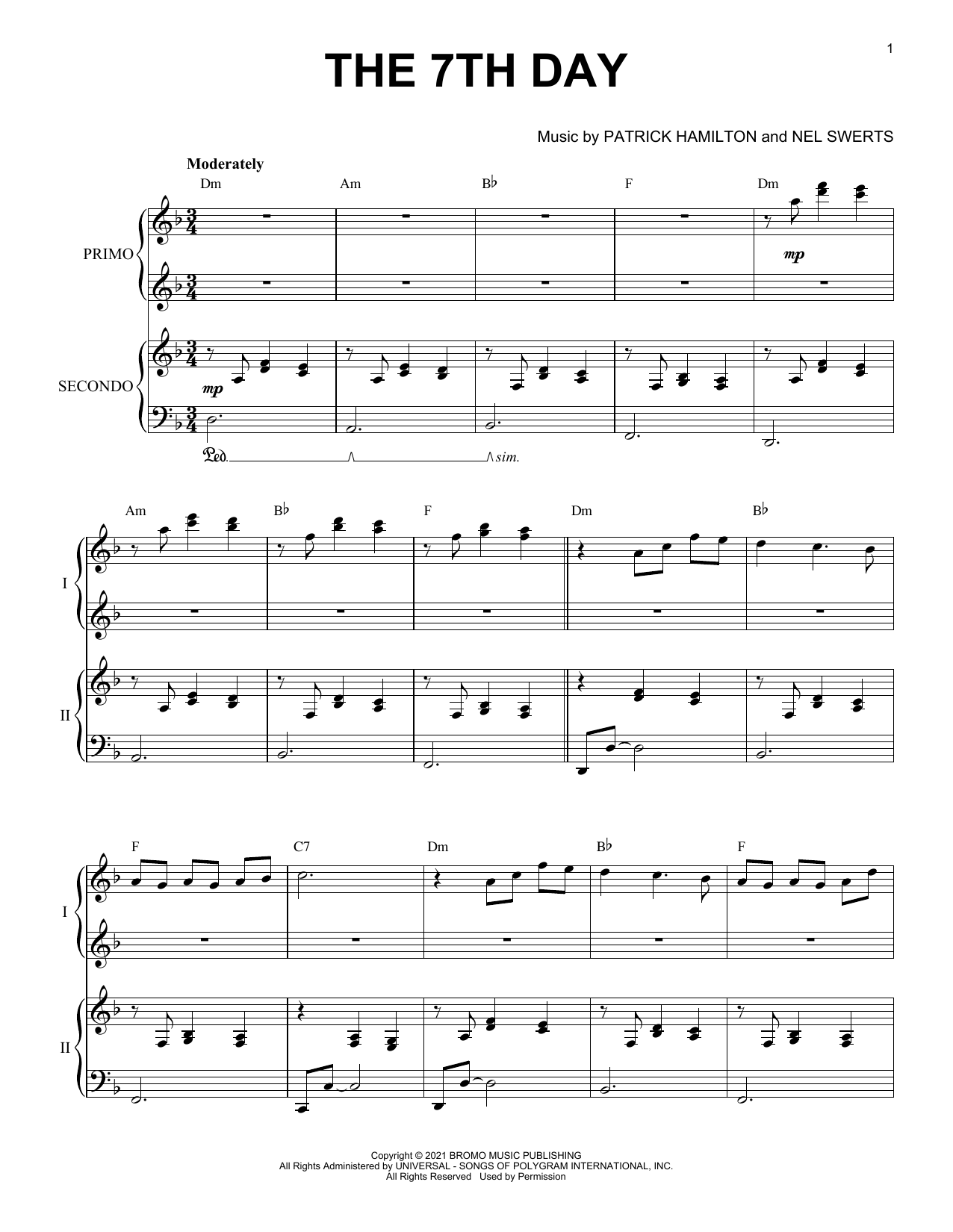 Patrick Hamilton & Nel Swerts The 7th Day Sheet Music Notes & Chords for Piano Duet - Download or Print PDF