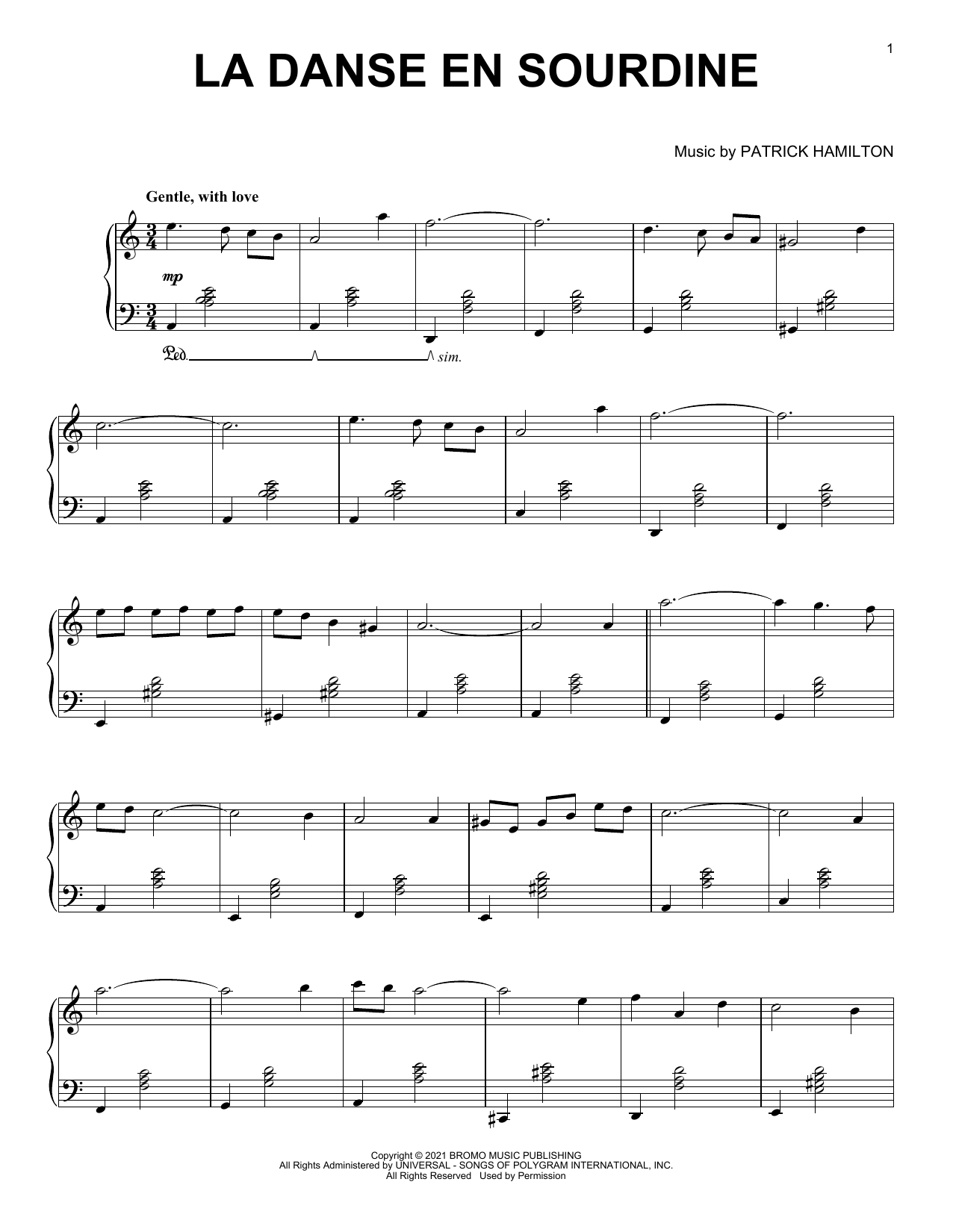Patrick Hamilton La Danse En Sourdine Sheet Music Notes & Chords for Piano Solo - Download or Print PDF