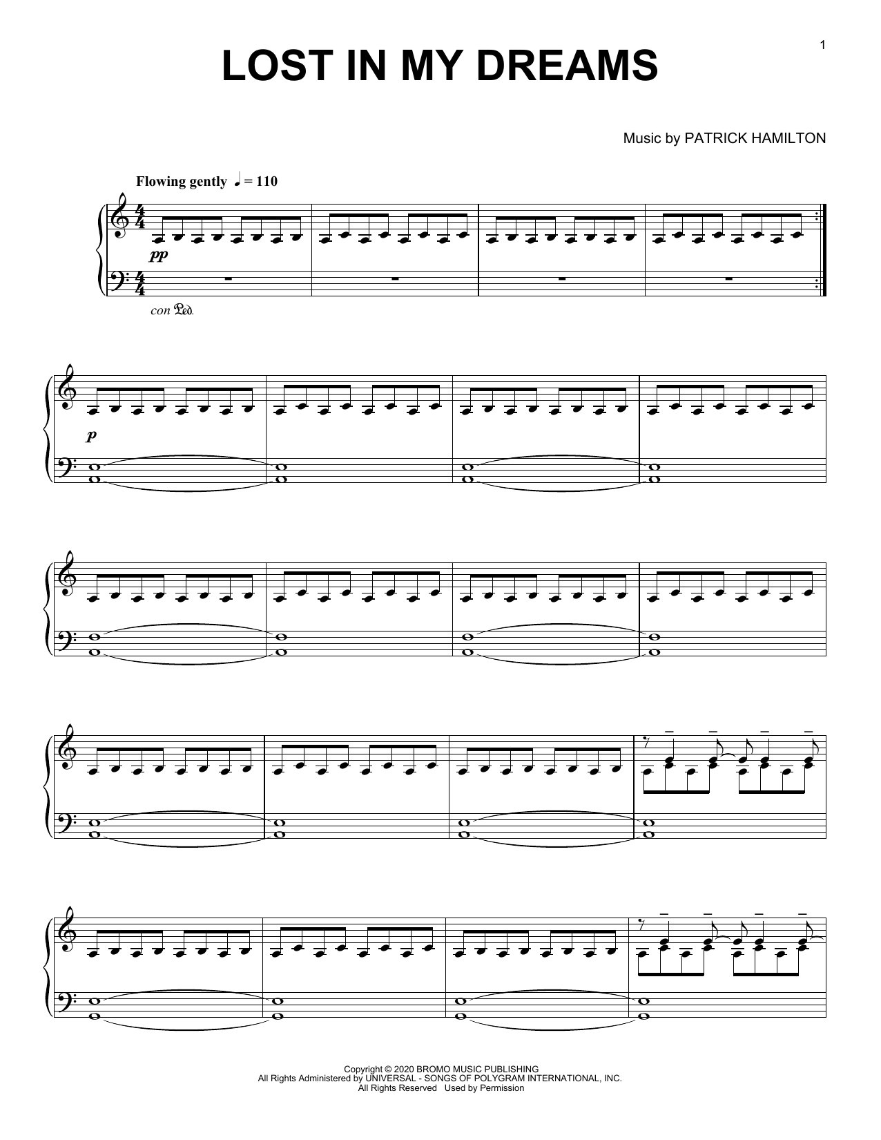 Patrick Hamilton Lost in my Dreams Sheet Music Notes & Chords for Piano Solo - Download or Print PDF