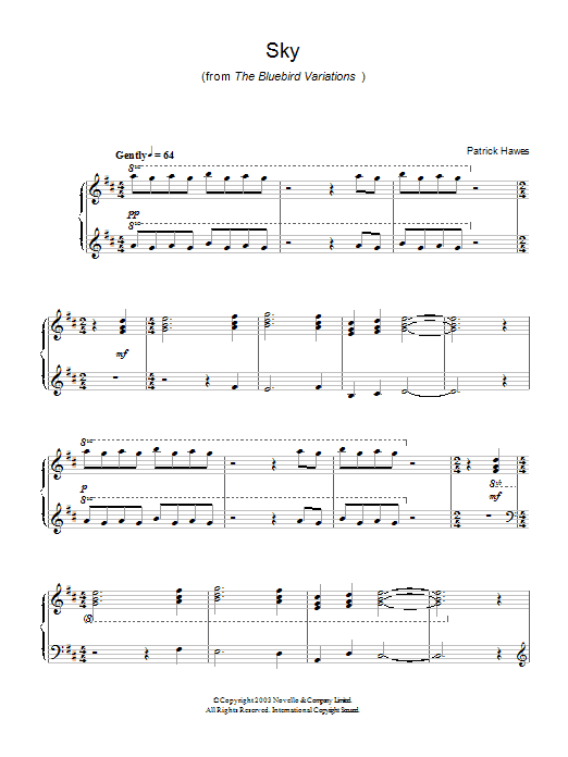 Patrick Hawes Sky (from The Bluebird Variations) Sheet Music Notes & Chords for Easy Piano - Download or Print PDF