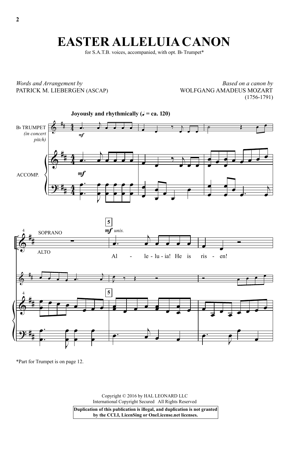 Patrick Liebergen Easter Alleluia Canon Sheet Music Notes & Chords for SATB - Download or Print PDF