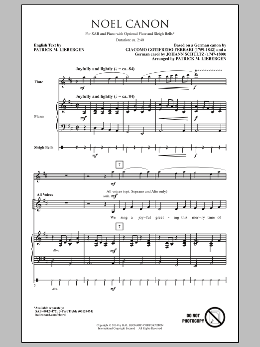 Patrick Liebergen Noel Canon Sheet Music Notes & Chords for 3-Part Treble - Download or Print PDF