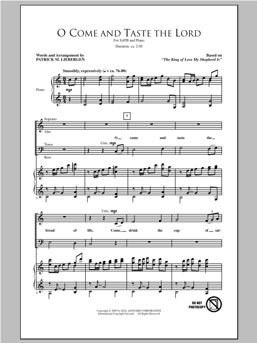 Patrick Liebergen O Come And Taste The Lord Sheet Music Notes & Chords for SATB - Download or Print PDF