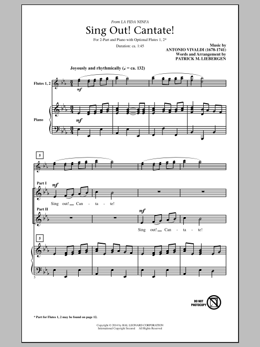 Patrick Liebergen Sing Out! Cantate! Sheet Music Notes & Chords for 2-Part Choir - Download or Print PDF