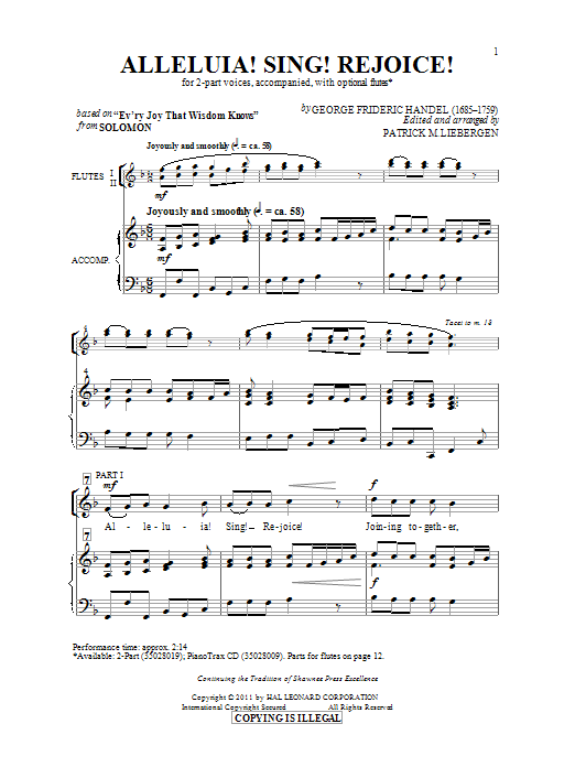 Patrick M. Liebergen Alleluia! Sing! Rejoice! Sheet Music Notes & Chords for 2-Part Choir - Download or Print PDF