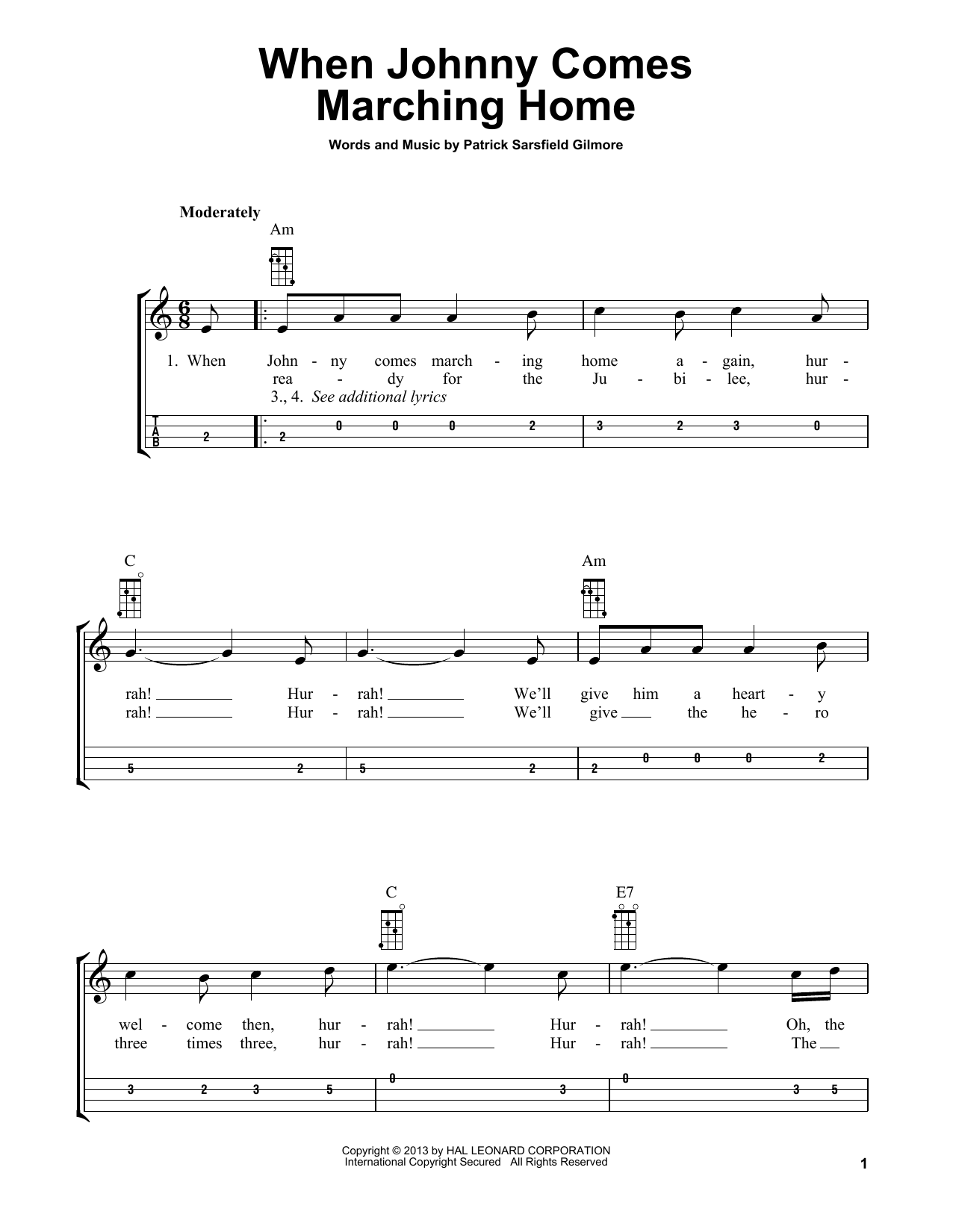 Patrick Sarsfield Gilmore When Johnny Comes Marching Home (arr. Bobby Westfall) Sheet Music Notes & Chords for Mandolin - Download or Print PDF