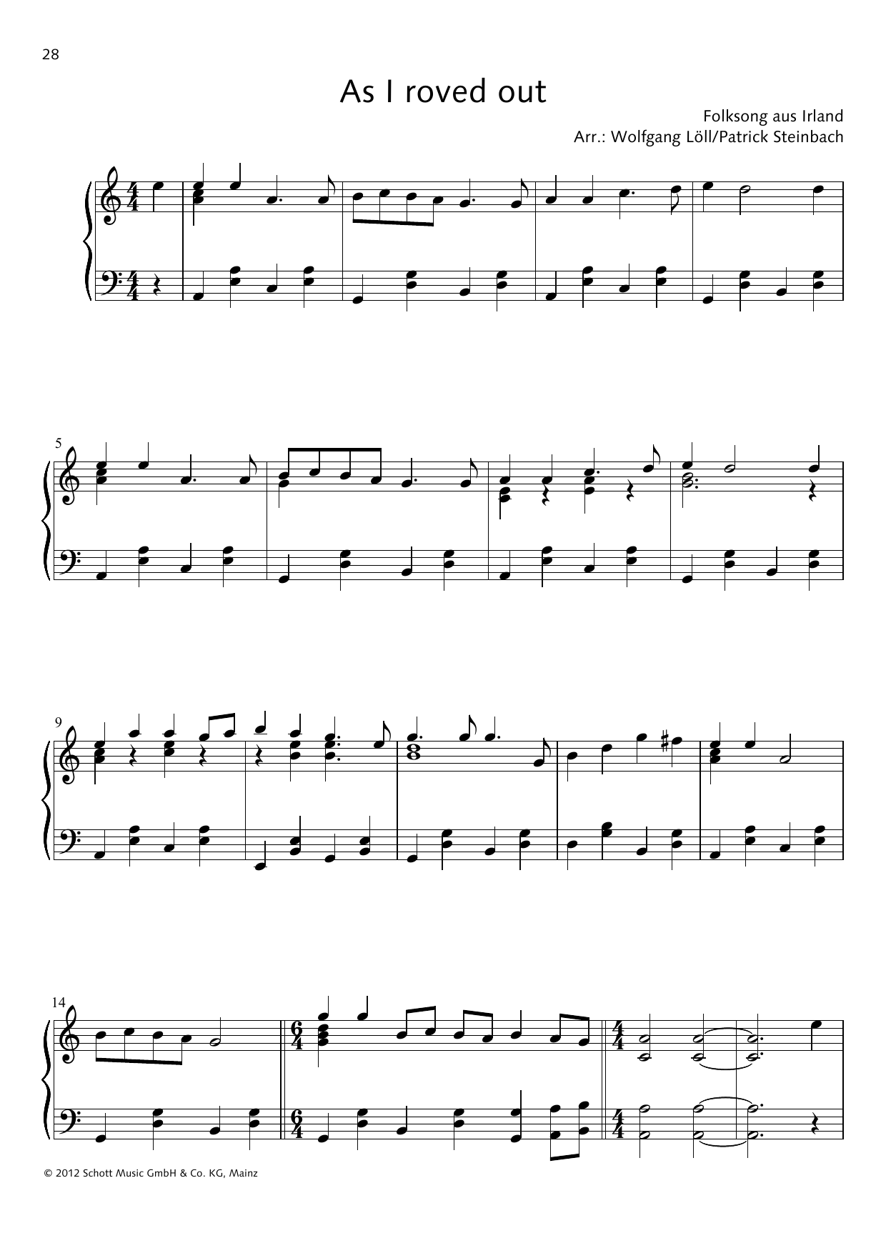 Patrick Steinbach As I roved out Sheet Music Notes & Chords for Piano Solo - Download or Print PDF