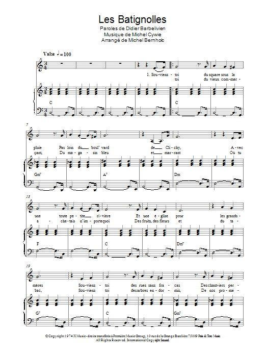 Patrick Topaloff Les Batignolles Sheet Music Notes & Chords for Piano & Vocal - Download or Print PDF