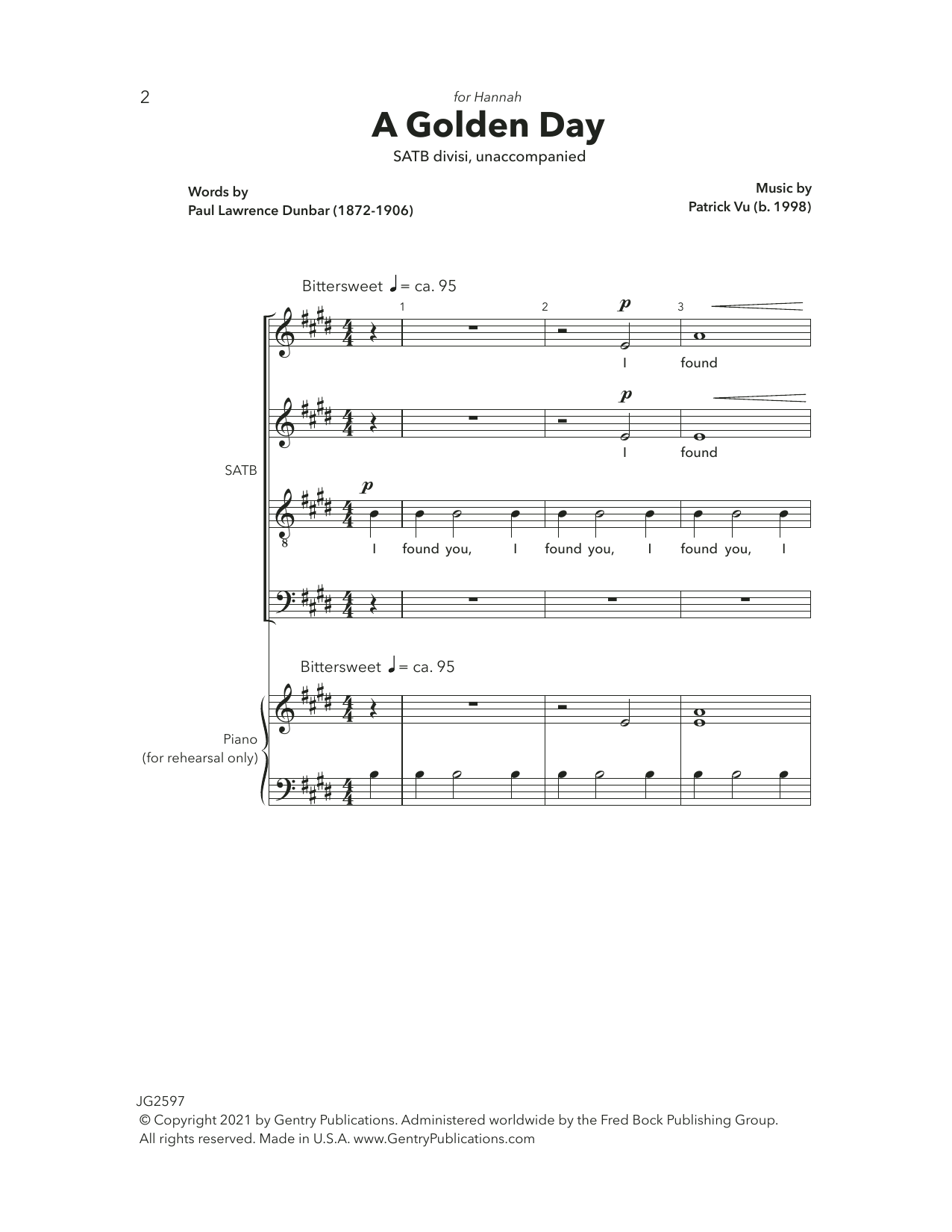 Patrick Vu A Golden Day Sheet Music Notes & Chords for Choir - Download or Print PDF
