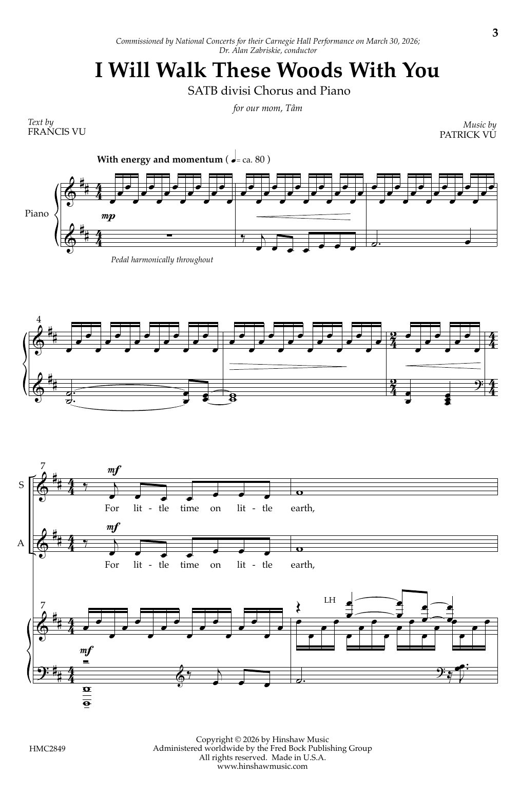 Patrick Vu I Will Walk These Woods With You Sheet Music Notes & Chords for SATB Choir - Download or Print PDF
