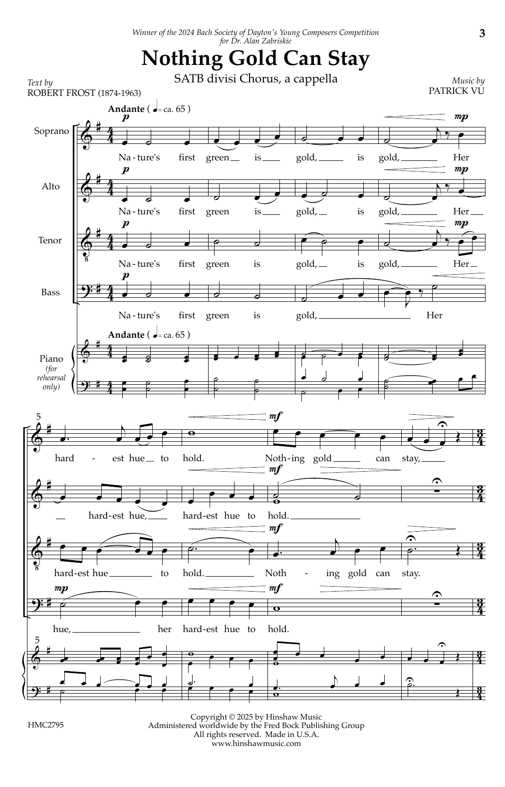 Patrick Vu Nothing Gold Can Stay Sheet Music Notes & Chords for SATB Choir - Download or Print PDF Patrick Vu Nothing Gold Can Stay Sheet Music Notes & Chords for SATB Choir - Download or Print PDF