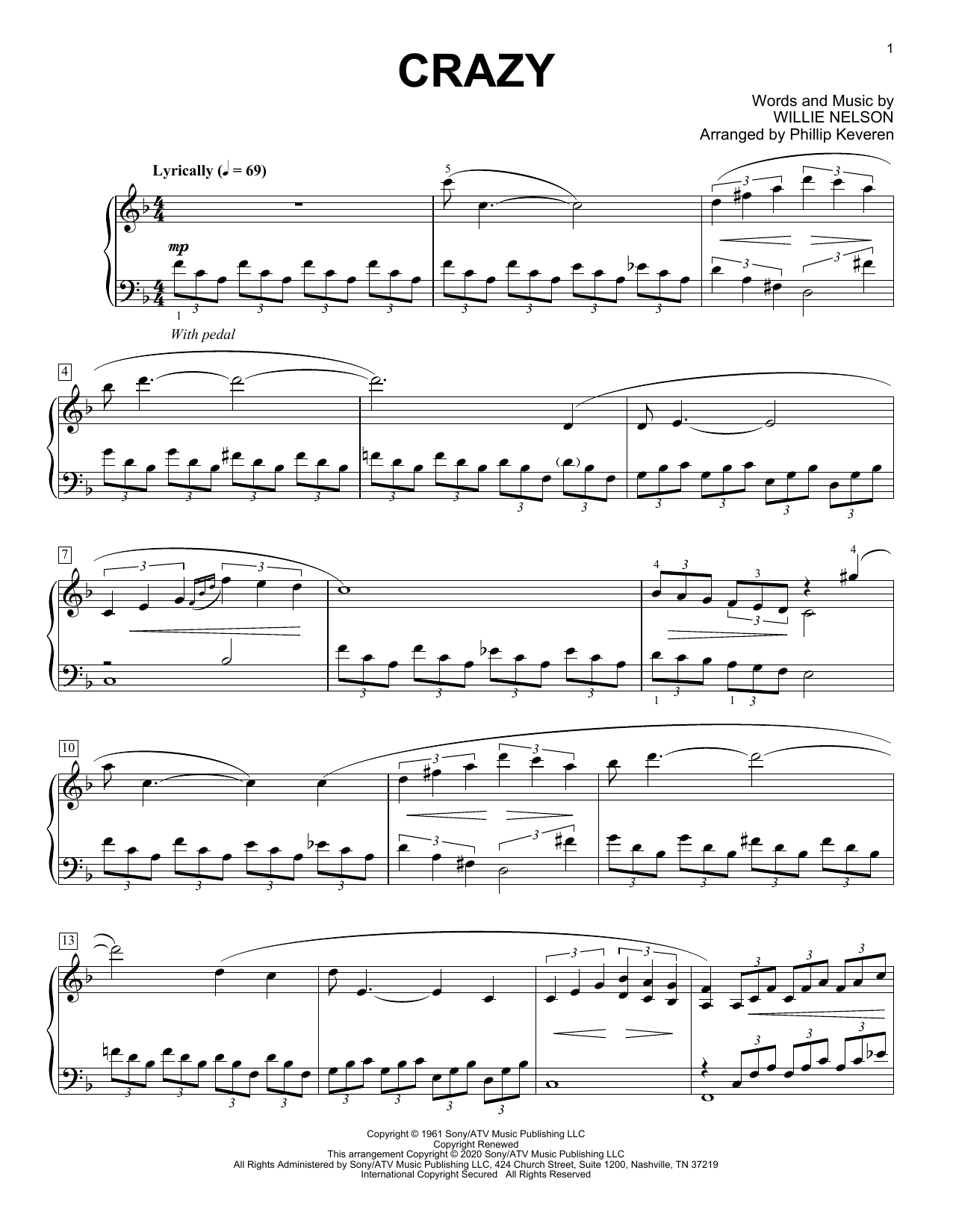 Patsy Cline Crazy [Classical version] (arr. Phillip Keveren) Sheet Music Notes & Chords for Piano Solo - Download or Print PDF