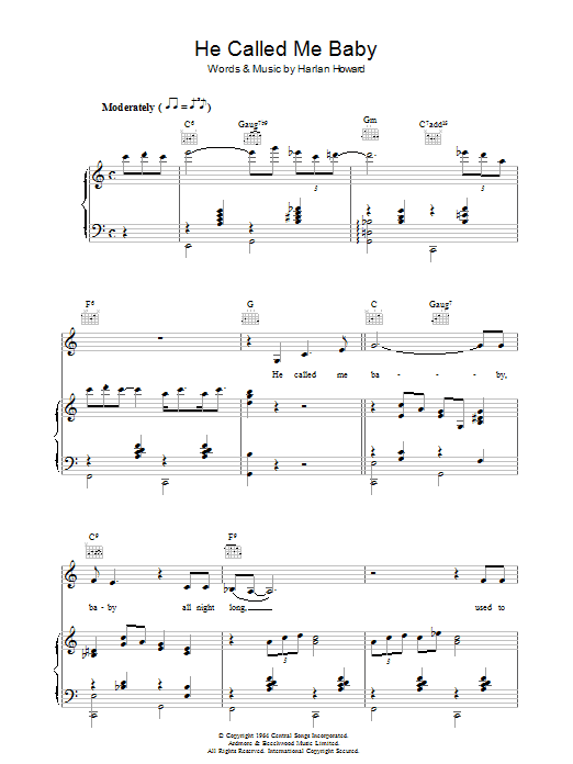 Patsy Cline He Called Me Baby Sheet Music Notes & Chords for Piano, Vocal & Guitar - Download or Print PDF