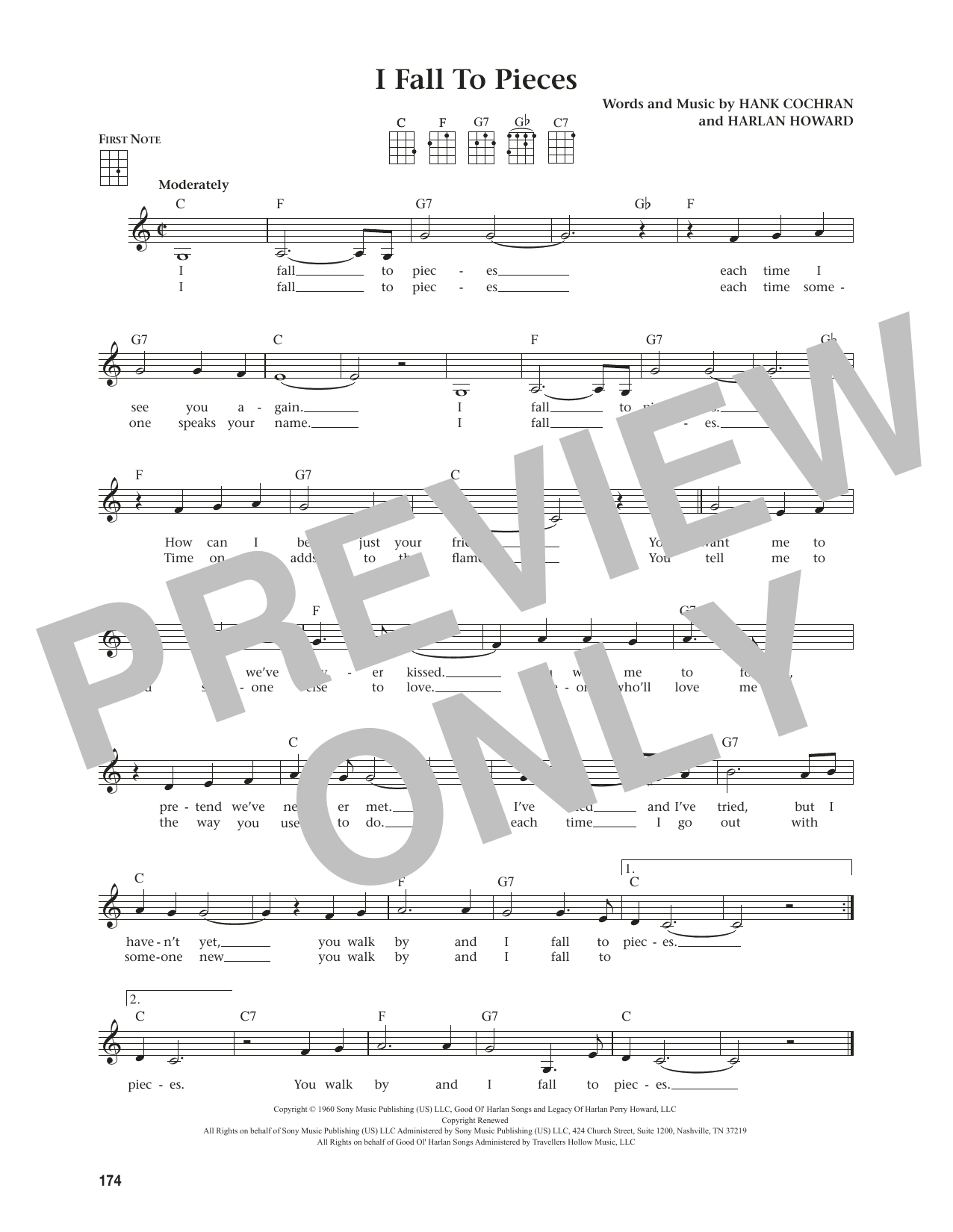 Patsy Cline I Fall To Pieces (from The Daily Ukulele) (arr. Jim Beloff) Sheet Music Notes & Chords for Ukulele - Download or Print PDF