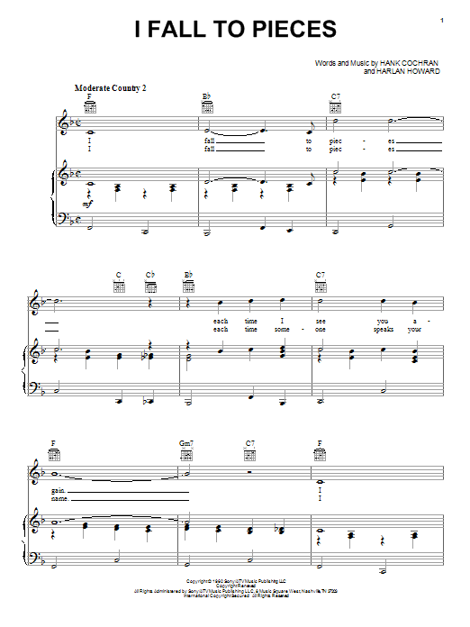 Patsy Cline I Fall To Pieces Sheet Music Notes & Chords for Easy Piano - Download or Print PDF