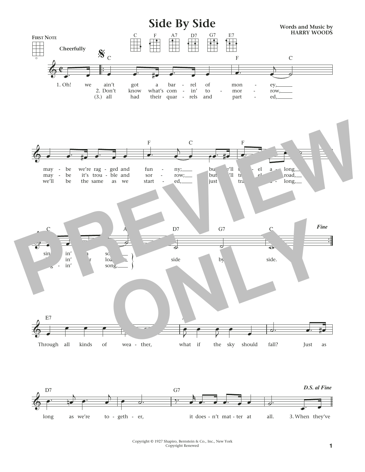 Harry Woods Side By Side (from The Daily Ukulele) (arr. Liz and Jim Beloff) Sheet Music Notes & Chords for Ukulele - Download or Print PDF