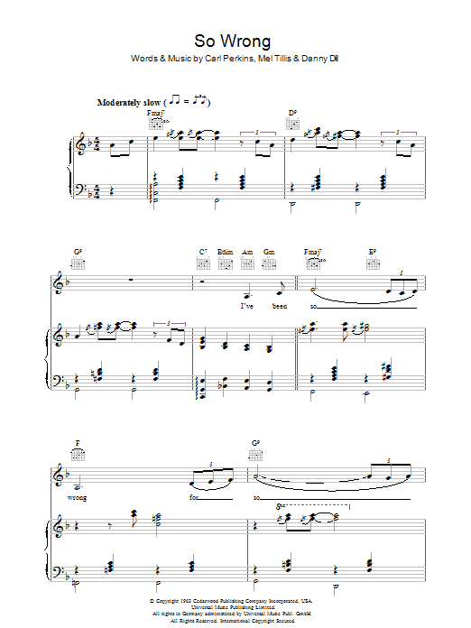 Patsy Cline So Wrong Sheet Music Notes & Chords for Piano, Vocal & Guitar - Download or Print PDF