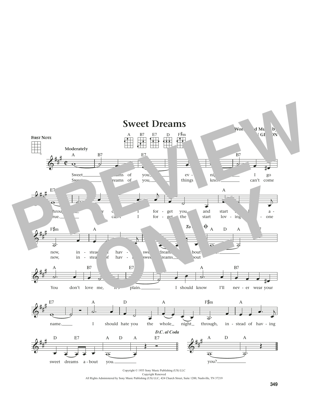 Patsy Cline Sweet Dreams (from The Daily Ukulele) (arr. Jim Beloff) Sheet Music Notes & Chords for Ukulele - Download or Print PDF