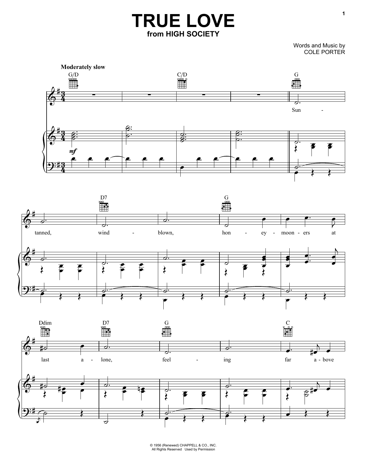 Patsy Cline True Love Sheet Music Notes & Chords for Piano, Vocal & Guitar (Right-Hand Melody) - Download or Print PDF