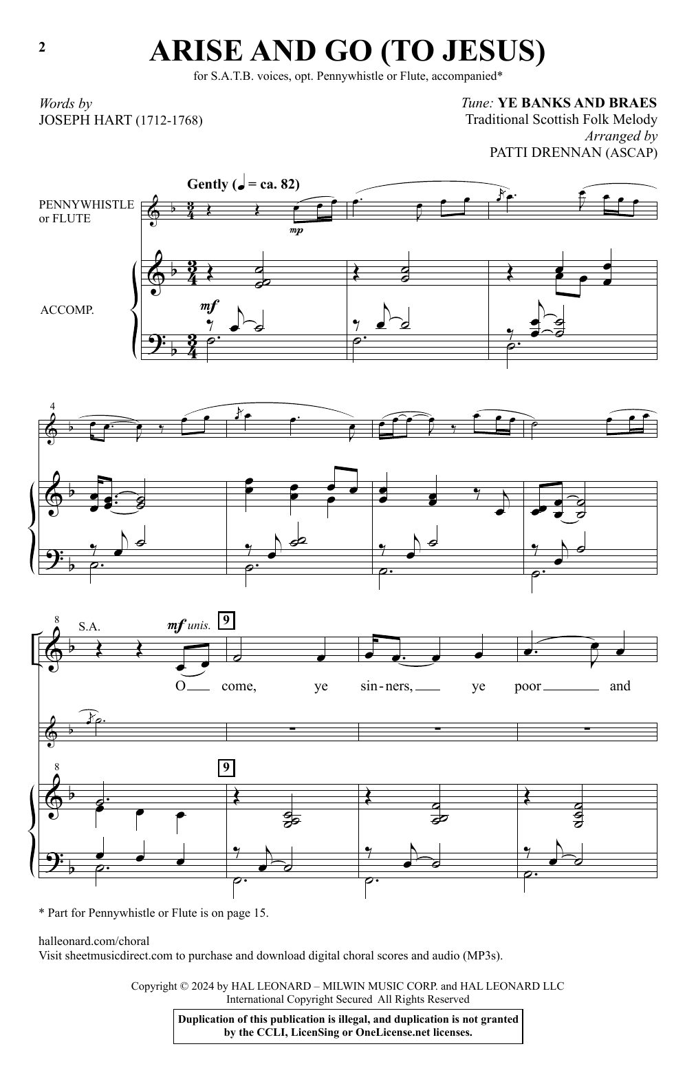 Patti Drennan Arise And Go (To Jesus) Sheet Music Notes & Chords for SATB Choir - Download or Print PDF