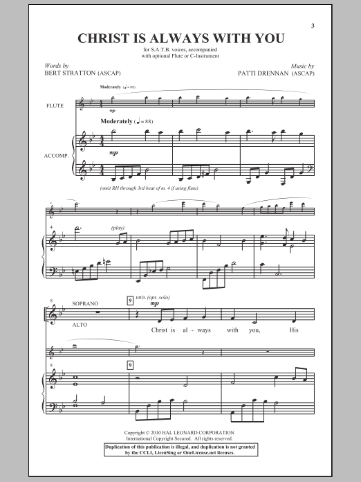 Patti Drennan Christ Is Always With You Sheet Music Notes & Chords for SATB - Download or Print PDF