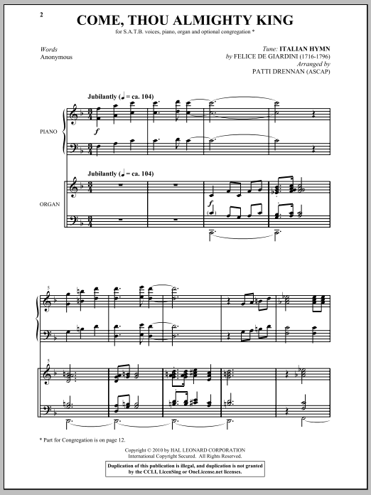 Patti Drennan Come, Thou Almighty King Sheet Music Notes & Chords for SATB - Download or Print PDF