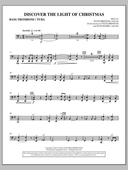 Patti Drennan Discover The Light Of Christmas - Bass Trombone/Tuba Sheet Music Notes & Chords for Choir Instrumental Pak - Download or Print PDF