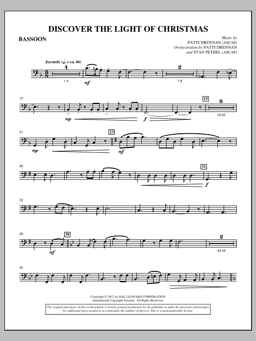Patti Drennan Discover The Light Of Christmas - Bassoon Sheet Music Notes & Chords for Choir Instrumental Pak - Download or Print PDF