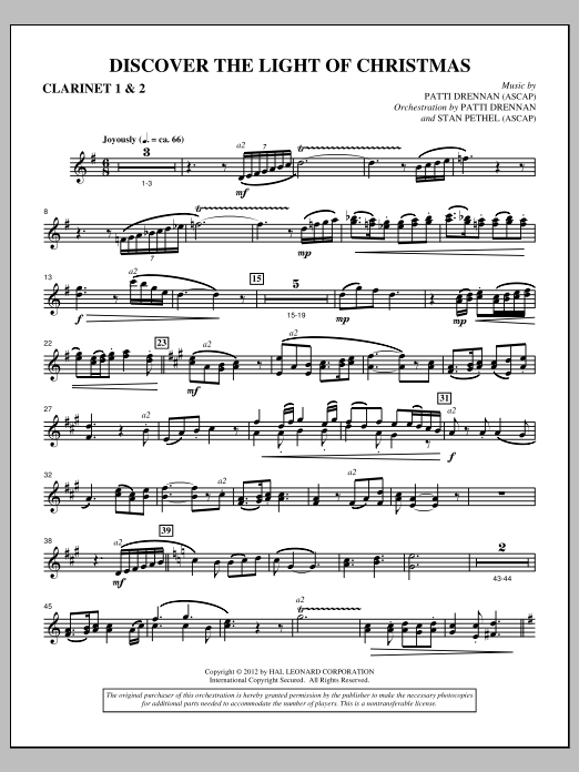 Patti Drennan Discover The Light Of Christmas - Bb Clarinet 1,2 Sheet Music Notes & Chords for Choir Instrumental Pak - Download or Print PDF
