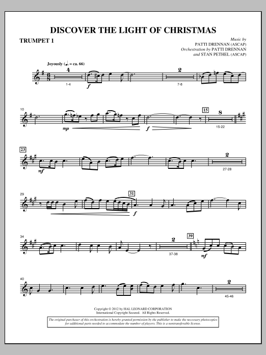 Patti Drennan Discover The Light Of Christmas - Bb Trumpet 1 Sheet Music Notes & Chords for Choir Instrumental Pak - Download or Print PDF