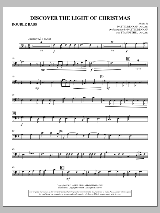 Patti Drennan Discover The Light Of Christmas - Double Bass Sheet Music Notes & Chords for Choir Instrumental Pak - Download or Print PDF