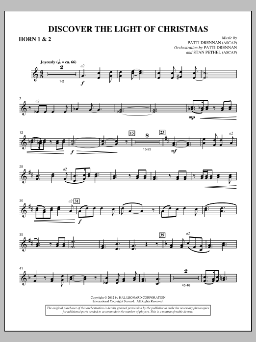 Patti Drennan Discover The Light Of Christmas - F Horn 1,2 Sheet Music Notes & Chords for Choir Instrumental Pak - Download or Print PDF