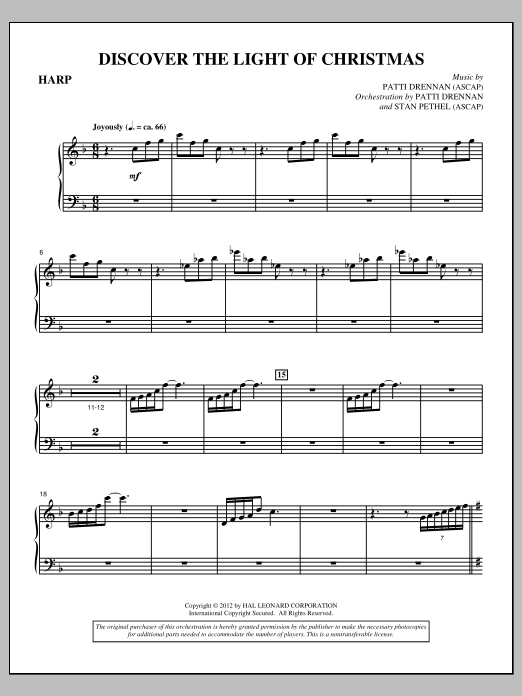Patti Drennan Discover The Light Of Christmas - Harp Sheet Music Notes & Chords for Choir Instrumental Pak - Download or Print PDF