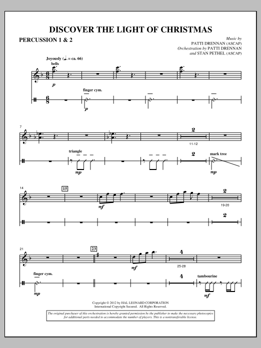 Patti Drennan Discover The Light Of Christmas - Percussion 1 & 2 Sheet Music Notes & Chords for Choir Instrumental Pak - Download or Print PDF