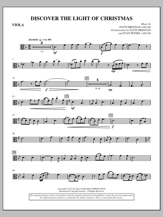 Patti Drennan Discover The Light Of Christmas - Viola Sheet Music Notes & Chords for Choir Instrumental Pak - Download or Print PDF