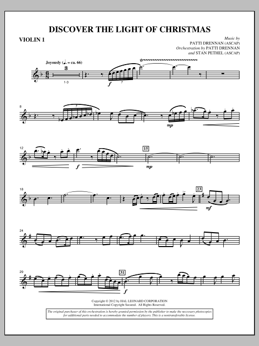 Patti Drennan Discover The Light Of Christmas - Violin 1 Sheet Music Notes & Chords for Choir Instrumental Pak - Download or Print PDF