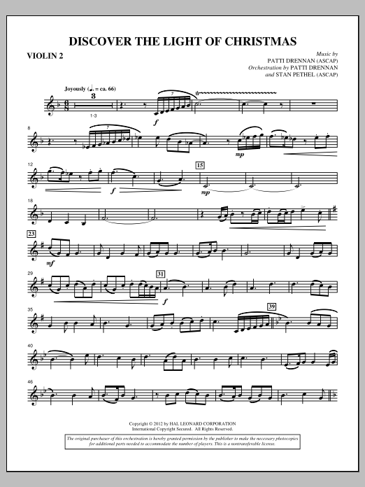Patti Drennan Discover The Light Of Christmas - Violin 2 Sheet Music Notes & Chords for Choir Instrumental Pak - Download or Print PDF