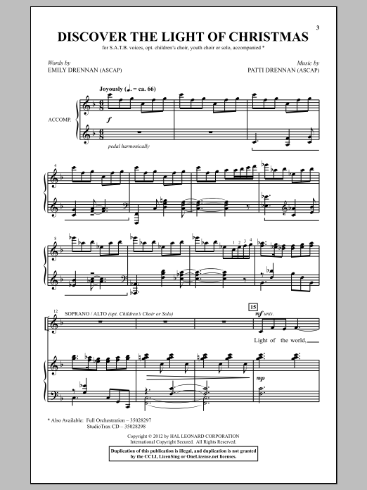 Patti Drennan Discover The Light Of Christmas Sheet Music Notes & Chords for SATB - Download or Print PDF