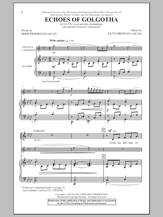 Patti Drennan Echoes Of Golgotha Sheet Music Notes & Chords for SATB - Download or Print PDF