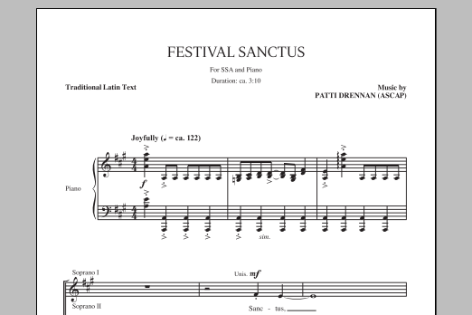 Patti Drennan Festival Sanctus Sheet Music Notes & Chords for SSA - Download or Print PDF