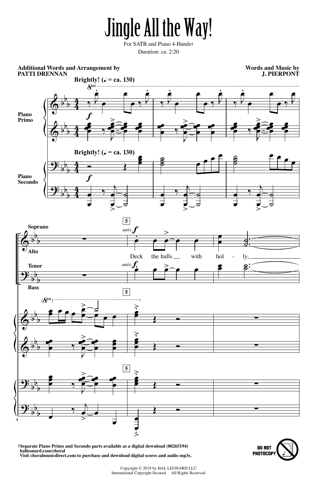 Patti Drennan Jingle All The Way! Sheet Music Notes & Chords for Choral - Download or Print PDF