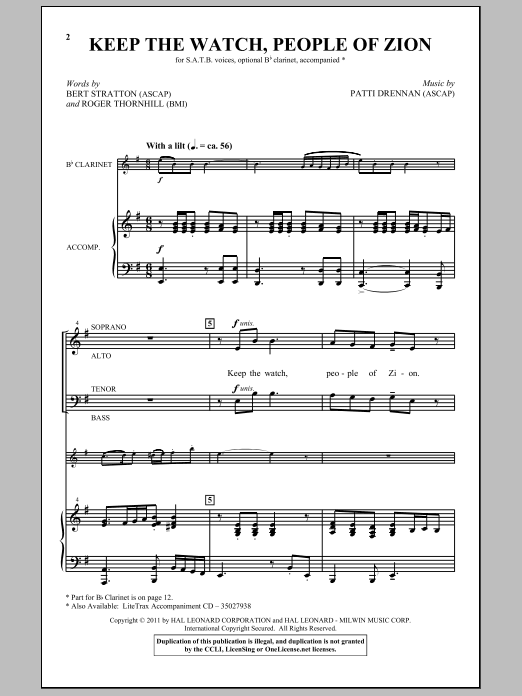 Patti Drennan Keep The Watch, People Of Zion Sheet Music Notes & Chords for SATB - Download or Print PDF