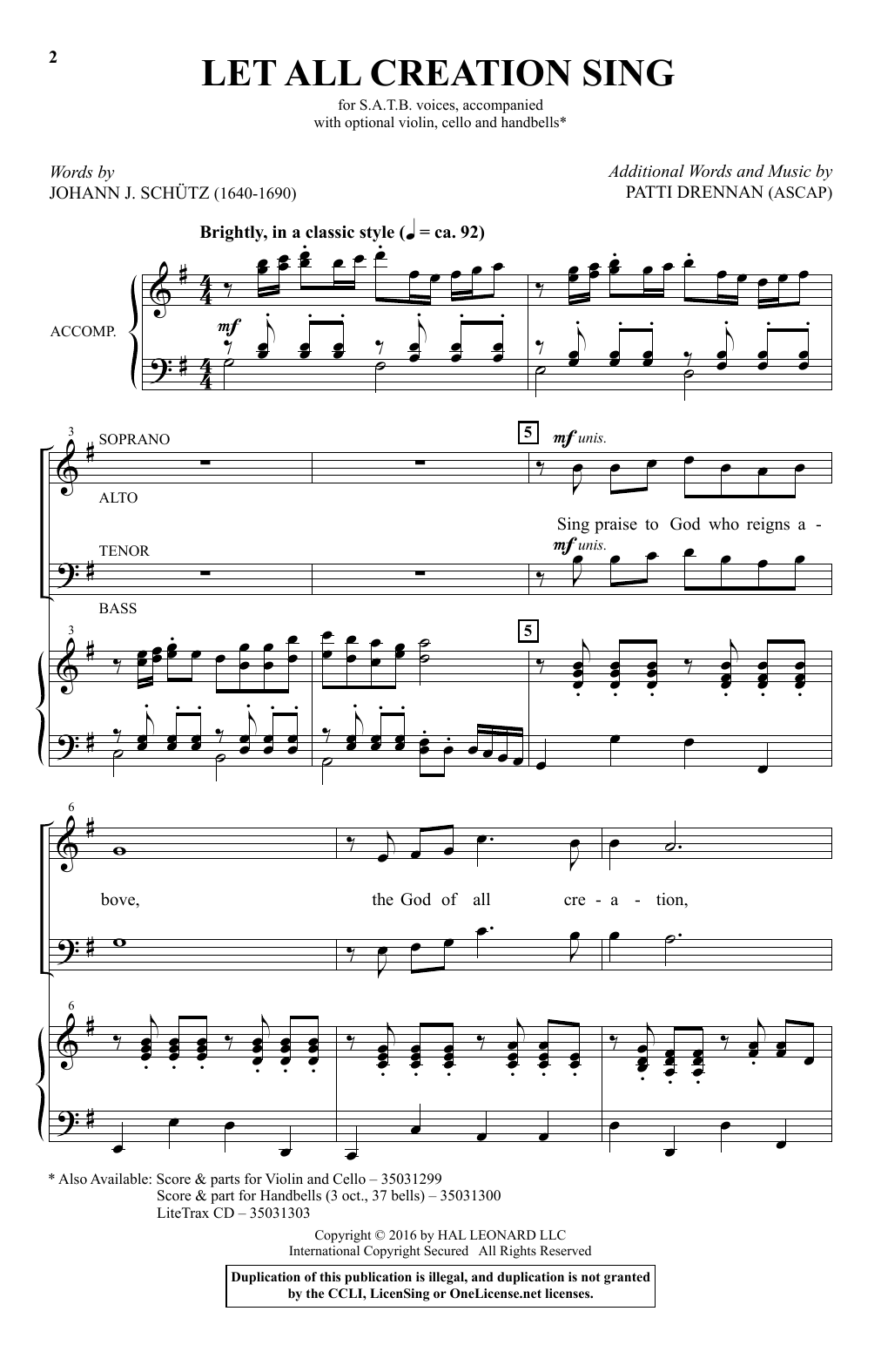 Patti Drennan Let All Creation Sing Sheet Music Notes & Chords for SATB - Download or Print PDF