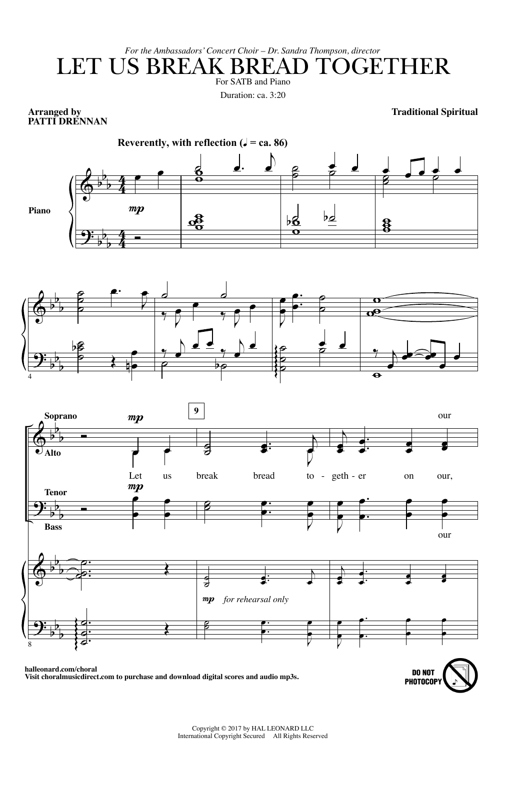 Patti Drennan Let Us Break Bread Together Sheet Music Notes & Chords for SATB - Download or Print PDF