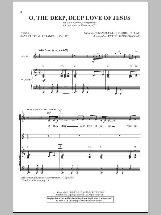 Patti Drennan O The Deep, Deep Love Of Jesus Sheet Music Notes & Chords for SATB - Download or Print PDF